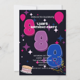Vibrant 8th Birthday  | Pink Blue Confetti Kaart