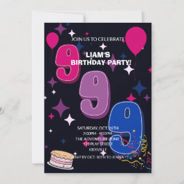 Vibrant 9th Birthday  | Pink Blue Confetti Kaart