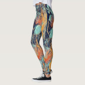 Vibrant Abstract Art Gerbera Floral Multicolor Leggings (Links)