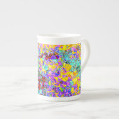 Vibrant Abstract Art Mug – Turquoise Yellow Magent Porselein Kop (Voorkant rechts)