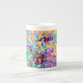 Vibrant Abstract Art Mug – Turquoise Yellow Magent Porselein Kop (Voorkant)