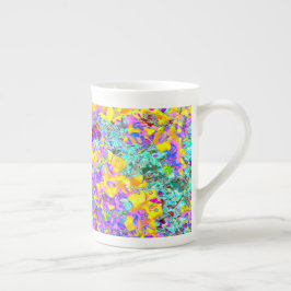 Vibrant Abstract Art Mug – Turquoise Yellow Magent Porselein Kop