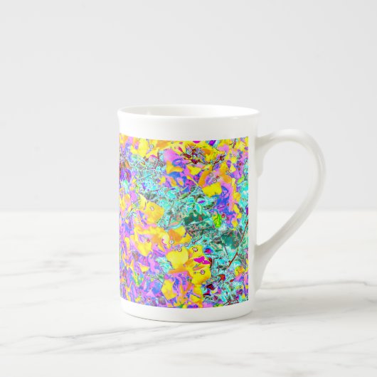 Vibrant Abstract Art Mug – Turquoise Yellow Magent Porselein Kop (Rechts)