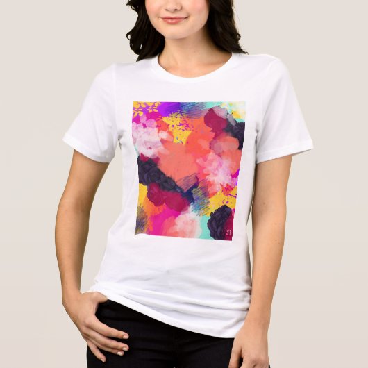 Vibrant Abstract Artwork Tri-Blend Shirt (Voorkant)