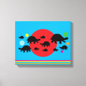 Vibrant Abstract Canvas Print with Black Turtles (Voorkant)