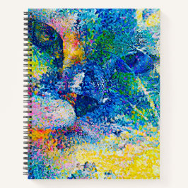 Vibrant Abstract Cat Art Print Notitieboek