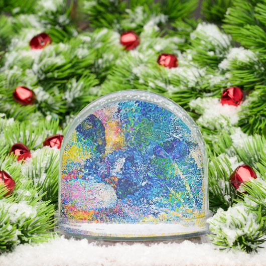 Vibrant Abstract Cat Art Print Sneeuwbol (Kerstmis)