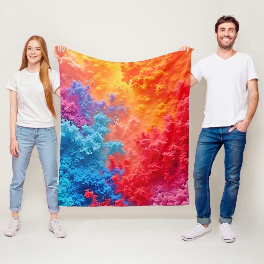 Vibrant Abstract Cloud Hues Fleece Deken (In situ)