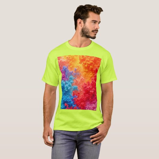 Vibrant Abstract Cloud Hues T-shirt (Voorkant volledig)