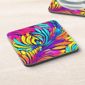 Vibrant Abstract Floral Bier Onderzetter (Linkerzijde)