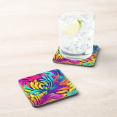 Vibrant Abstract Floral Bier Onderzetter (Rechterzijde)