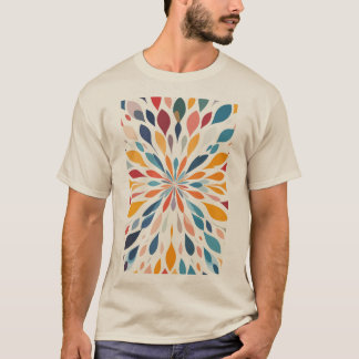 Vibrant Abstract Floral Burst Pattern  T-shirt