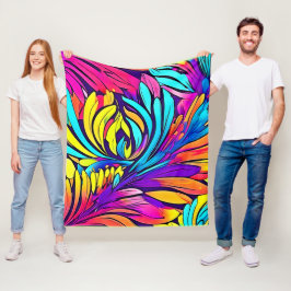 Vibrant Abstract Floral Fleece Deken