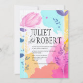 Vibrant Abstract Floral Foliage Spring Wedding Kaart (Voorkant)