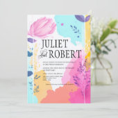 Vibrant Abstract Floral Foliage Spring Wedding Kaart (Staand voorkant)