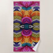 Vibrant Abstract Floral Fusion Pattern Strandlaken (Voorkant)