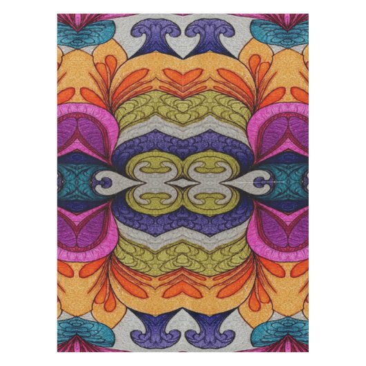 Vibrant Abstract Floral Fusion Pattern Tafelkleed (Voorkant)