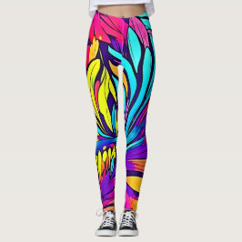 Vibrant Abstract Floral Leggings