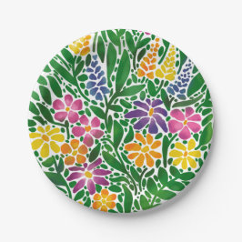 Vibrant Abstract Floral Papieren Bordje