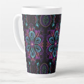 Vibrant Abstract Floral Patroon Latte Mok (Linkerhoek)