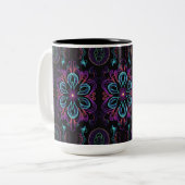 Vibrant Abstract Floral Patroon Tweekleurige Koffiemok (Voorkant links)