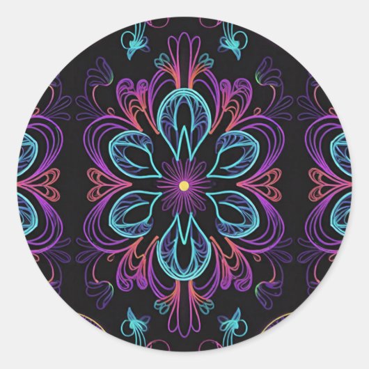 Vibrant Abstract Floral Ronde Sticker (Voorkant)