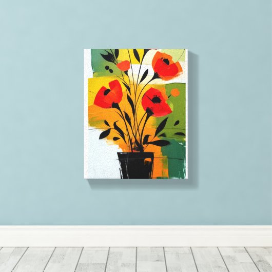 vibrant abstract floral still plant canvas afdruk (Insitu (Houten vloer))