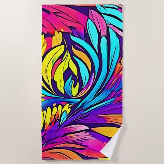 Vibrant Abstract Floral Strandlaken (Voorkant)