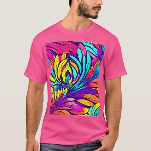 Vibrant Abstract Floral T-shirt (Voorkant)