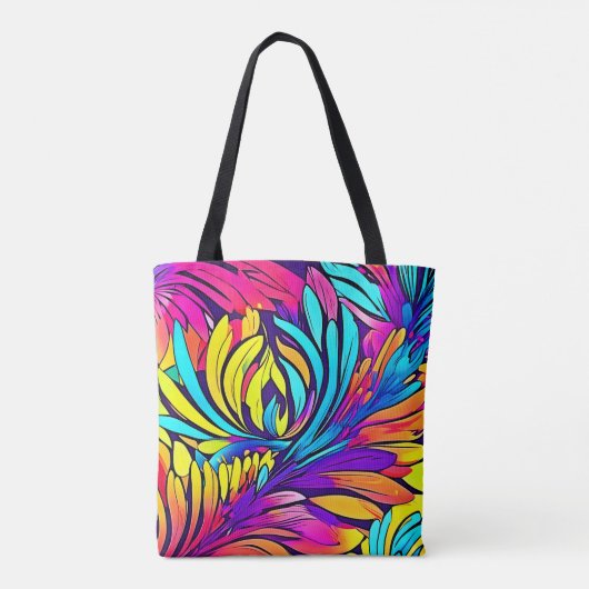Vibrant Abstract Floral Tote Bag (Achterkant)