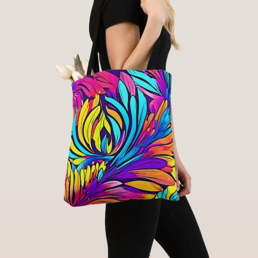 Vibrant Abstract Floral Tote Bag (Dichtbij)