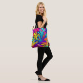 Vibrant Abstract Floral Tote Bag (Op model)