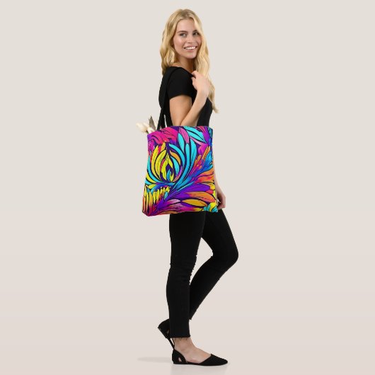 Vibrant Abstract Floral Tote Bag (Op model)