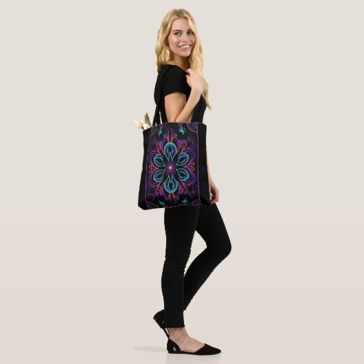 Vibrant Abstract Floral Tote Bag (Op model)