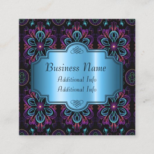 Vibrant Abstract Floral Vierkante Visitekaartje (Voorkant)