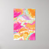 Vibrant Abstract Fluid Art in Hot Pink & Orange  Canvas Afdruk (Voorkant)
