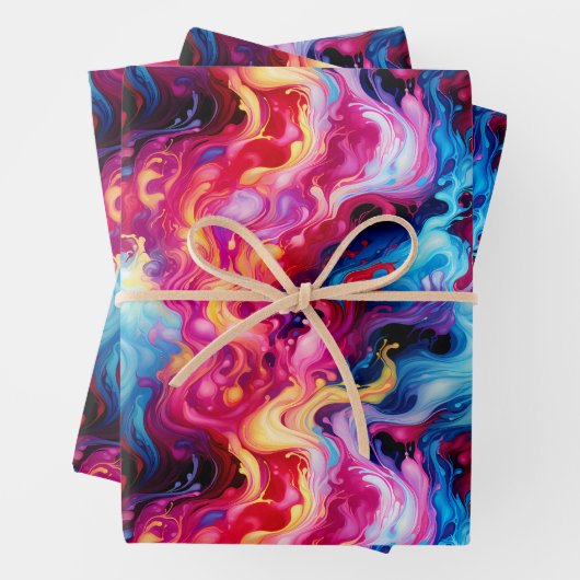 Vibrant Abstract Fluid Art Wrapping Paper (In situ)
