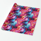 Vibrant Abstract Fluid Art Wrapping Paper Cadeaupapier (Uitgerold)