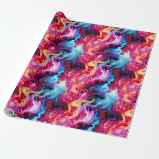 Vibrant Abstract Fluid Art Wrapping Paper Cadeaupapier