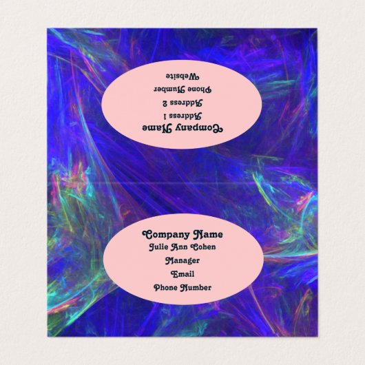 Vibrant Abstract gedraaide nevels van blauw roze g Visitekaartje (Buitenkant ongevouwen)