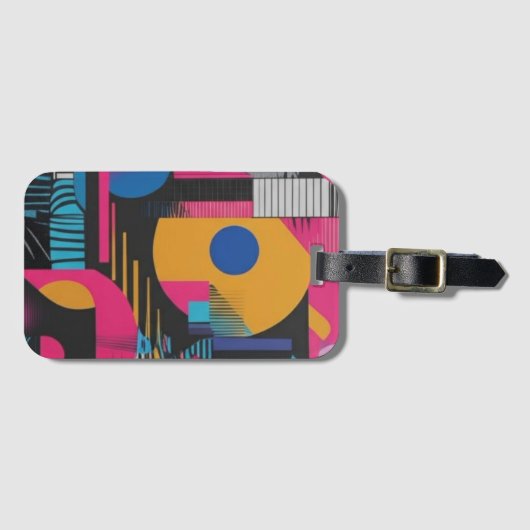 Vibrant Abstract Geometry Glitch Pop Chaos Design  Bagagelabel (Voorkant (horizontaal))