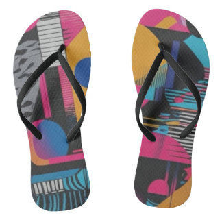 Vibrant Abstract Geometry Glitch Pop Chaos Design  Teenslippers