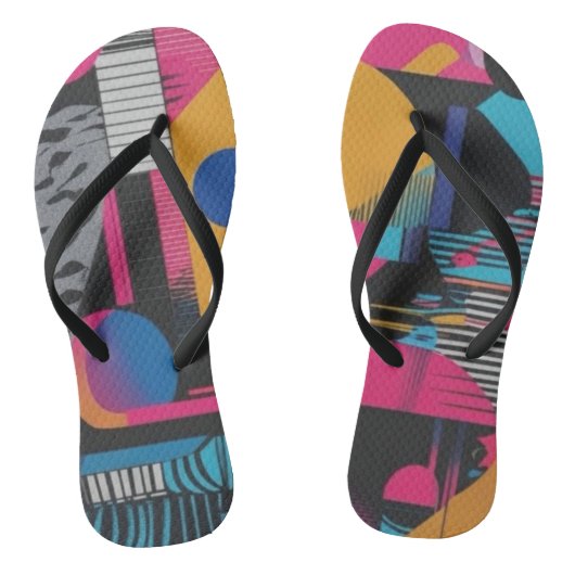 Vibrant Abstract Geometry Glitch Pop Chaos Design Teenslippers (Voetbed)