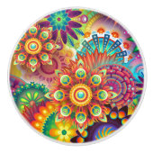 Vibrant Abstract Keramische Knop (Voorkant)