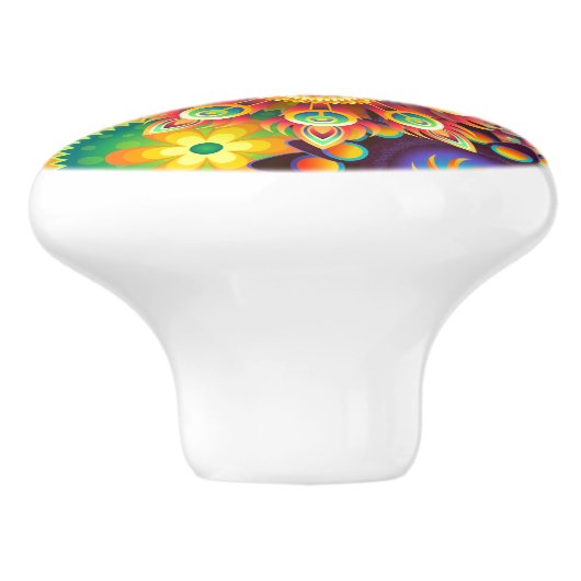 Vibrant Abstract Keramische Knop (Zijkant)