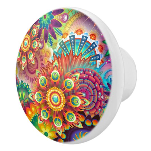 Vibrant Abstract Keramische Knop (Rechts)