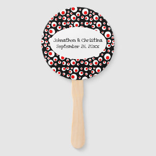 Vibrant Abstract Patroon Rood witte cirkels Zwart Handwaaier