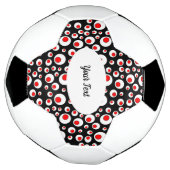 Vibrant Abstract Patroon van Red White Balls Black Voetbal (Gedraaid)