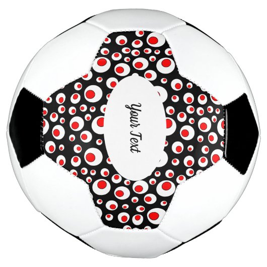 Vibrant Abstract Patroon van Red White Balls Black Voetbal (Gedraaid)