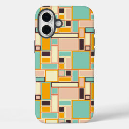Vibrant abstract pattern with rectangles iPhone 16 plus hoesje